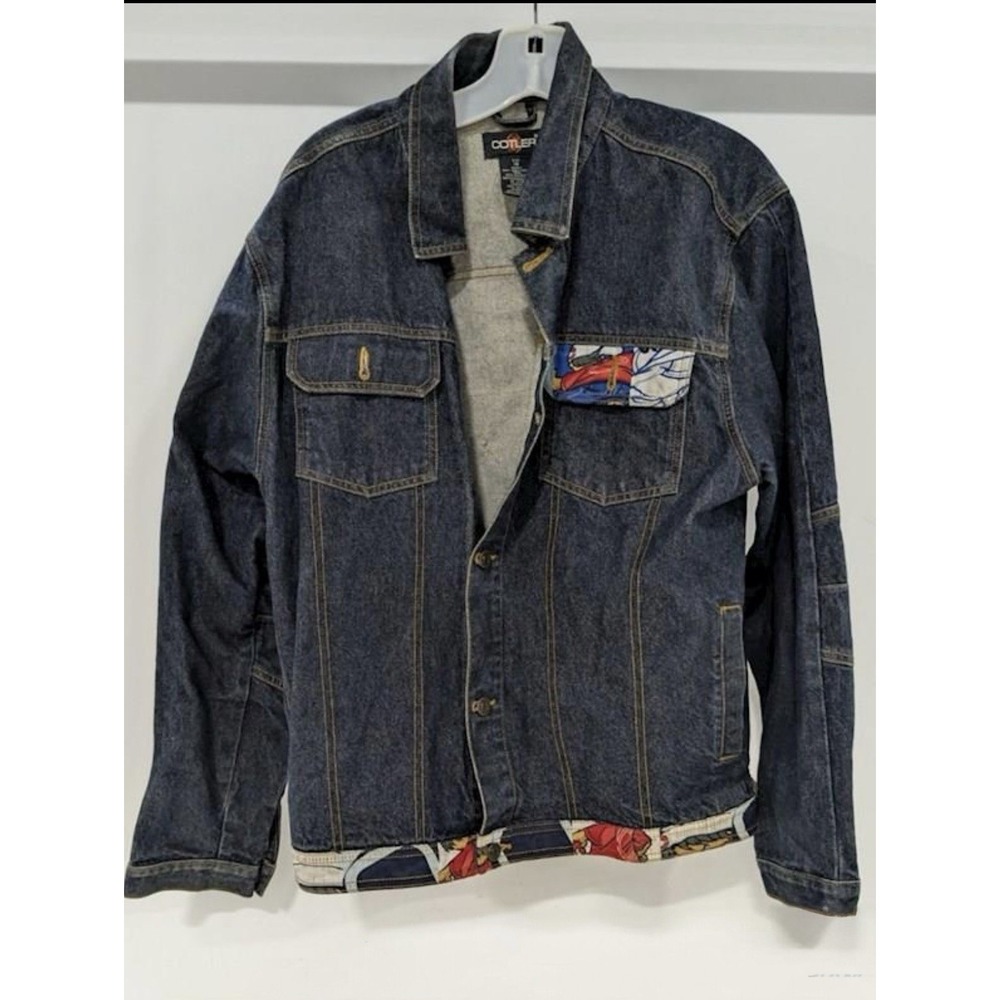 Vintage Youth 18 Husky Trucker Jacket Denim Patchwork Cotler Dark Wash‎